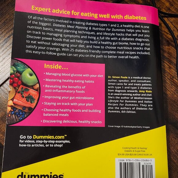 Diabetes Meal Planning & Nutrition For Dummies Paperback - Picture 2 of 3